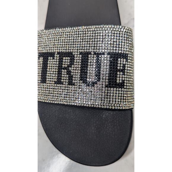True Religion sparkled blingy slip on slides womens size 7 preowned - Picture 4 of 7